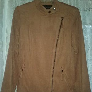 ADRIENNE VITTADINI Women's Camel Brown Faux Suede Jacket Top - Size Small